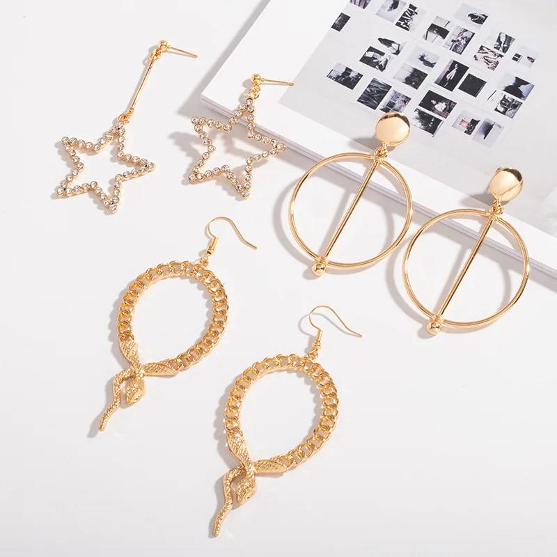 

wholesale gold metal moon drop dangle earrings, Picture