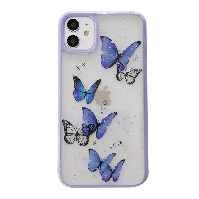 

HOCAYU Fashion Butterfly phone cover for iphone 11 pro max, Girl Bling Glitter PC+tpu Back Cover for Iphone x xs max xr
