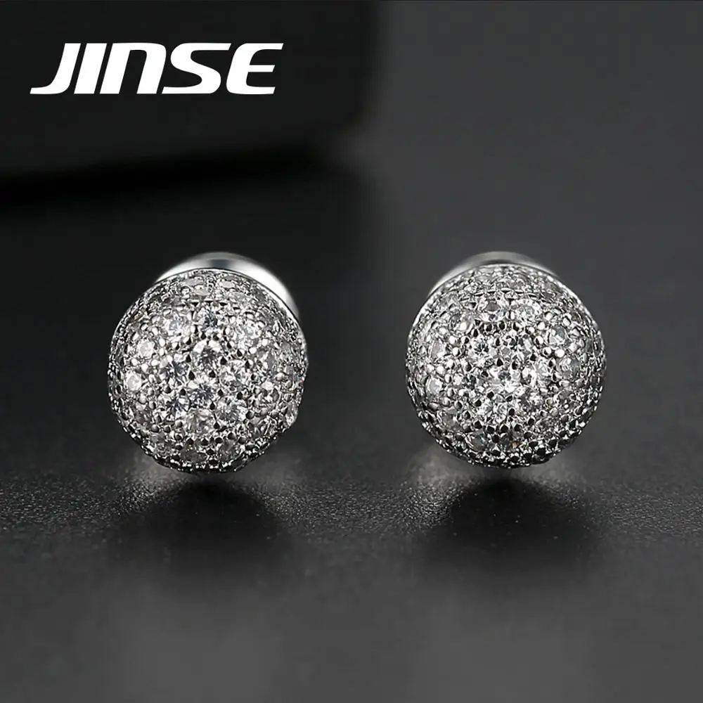 

JINSE Men Women Fashion Decoration Earrings A AA CZ Stone Earrings Hip Hop Jewelry