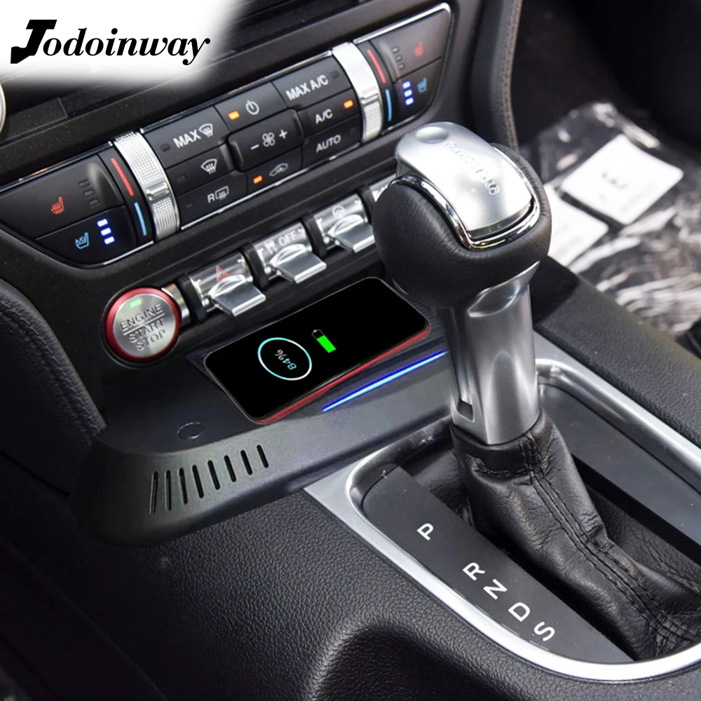 

Car wireless charger LED phone holder for Ford Mustang 2015 2020 quick charge phone holder charging plate usb port accessories