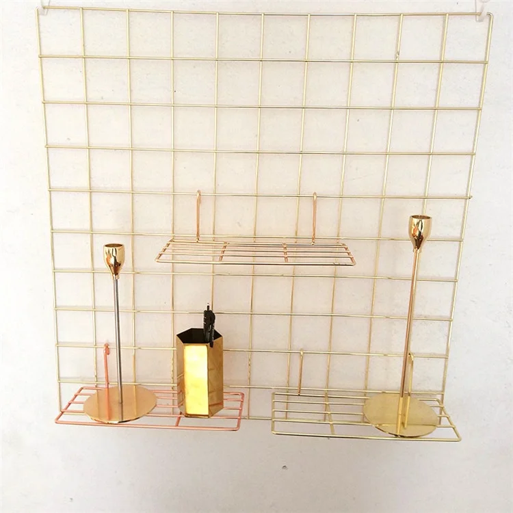 Metal wall hanging grid wire display stands gold wall grid organizer MP-50