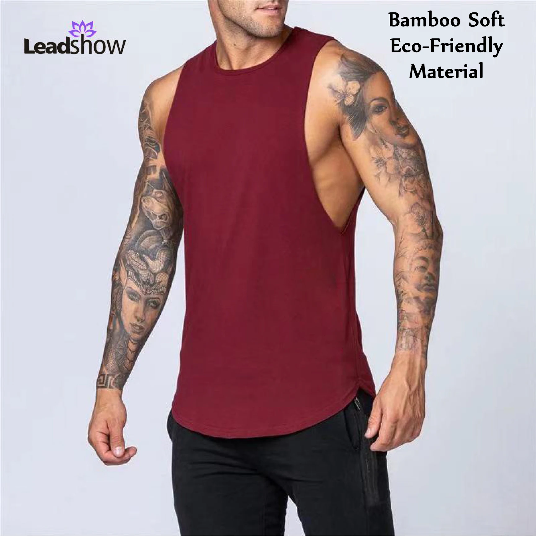 

new design bamboo mens gym tank top fitness sport wear workout tank top quick dry men's vests shirt activewear, White, black, burgundy,light gray