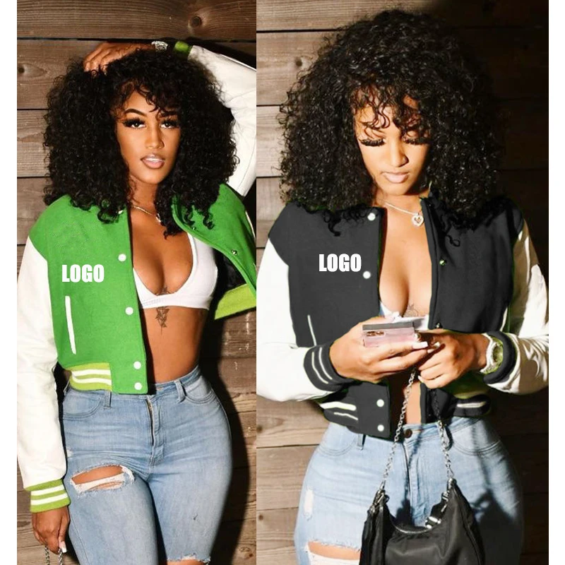 

Free Shipping 2021 Fall New Style Stand-up Collar Jacket Air Layer Long Sleeve baseball Short Coats For Woman, Customized color