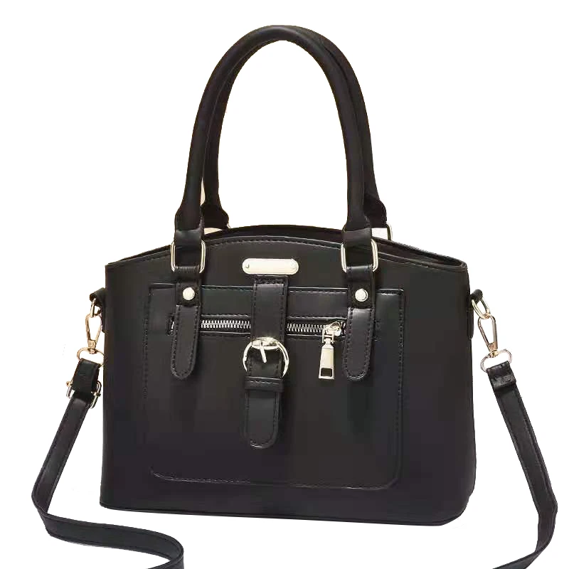 

DL188 20 Fashion Minimalist Women Bags solid Color Leather Handbags Wholesale Zipper Bags Ladies Handbags, Black....