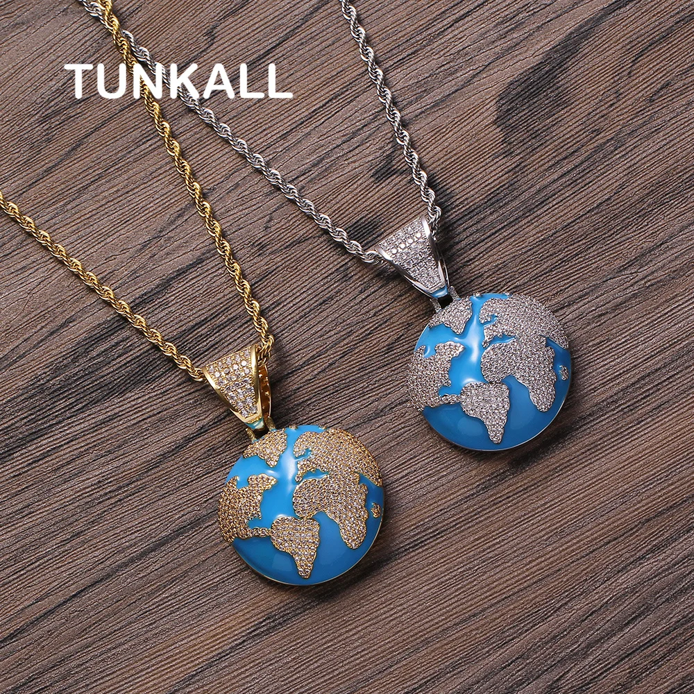 

TUNKALL CN274 Brass Hip Hop Pendant Micro pave with CZ Bling Bling Mens Necklace Rock Iced Out Jewelry