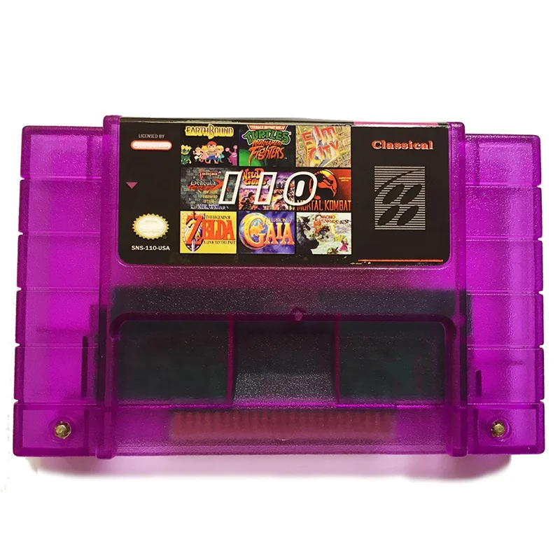 

In Stock Purple Shell Battery Save 110 in 1 SNES Video Game Console Game Cards Other Game Accessories