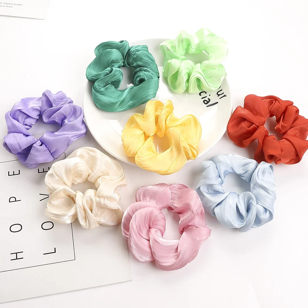 
Custom Silk Hair Scrunchies for Women Girls hair ties Accessories Elastic Bands Ropes 