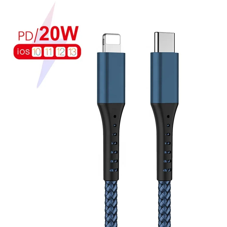 

Fast Charger Usb-c-8pin Type-c Pd Cable For A pple 11 Max Pro Sync Charger Cord 18w Pd Charging Data for i phone 12, Black,red(customized)