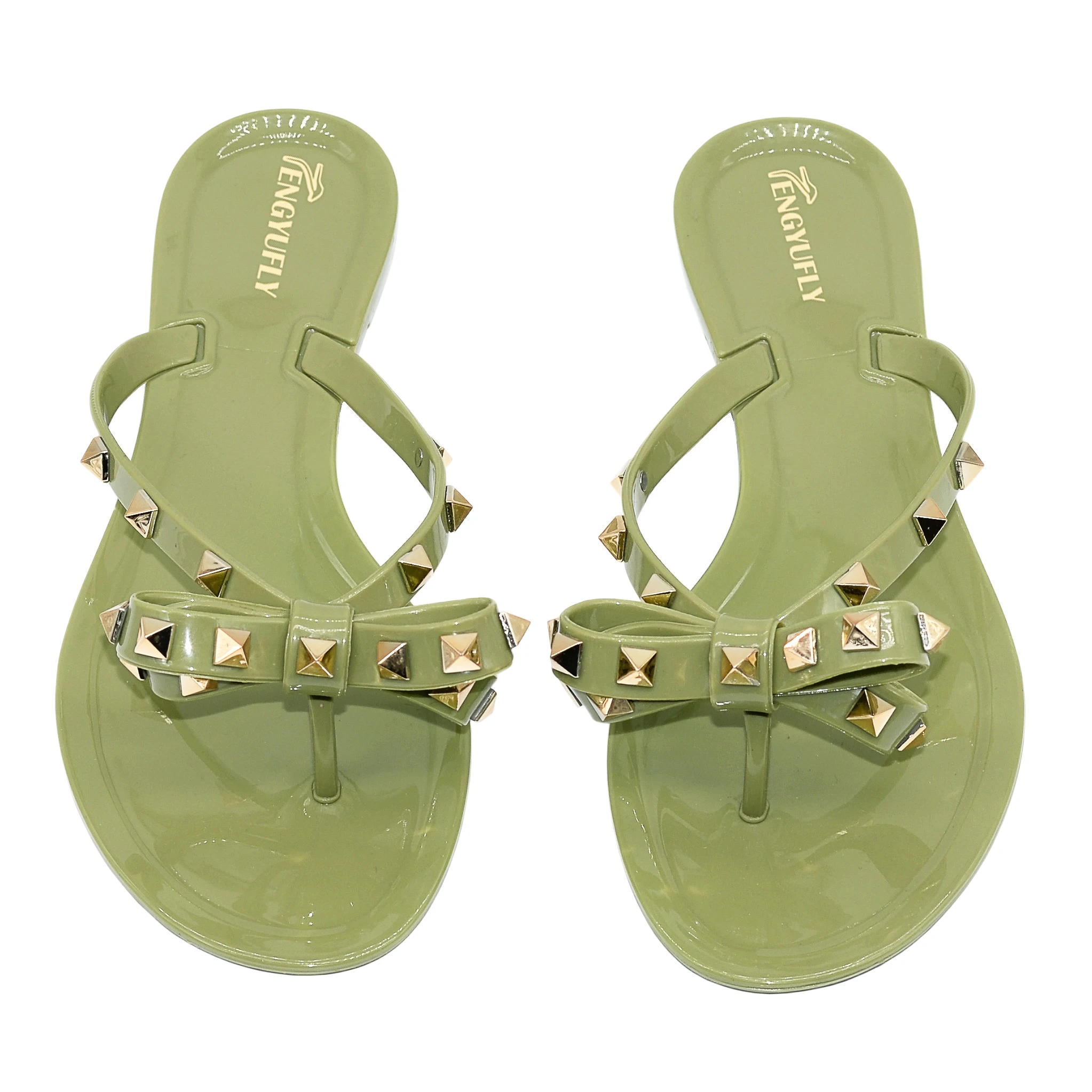 

Summer hot sale fashion sandals nude flat rivets women flip-flops, Beige gold black grey plum light blue