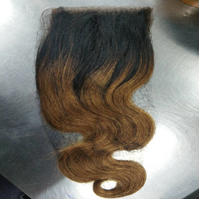 

Letsfly Cheap price and 10a grade High Quality 1b27 1bbug colored remy 100% Human hair Body wave closure