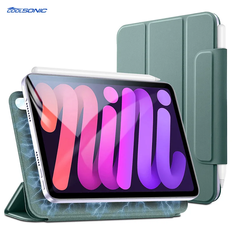 

2021 Wholesale Supplier PU Front Back Cover With Clasp Protective Cover for iPad mini 6 Magnetic Tablet Case For iPad mini 6