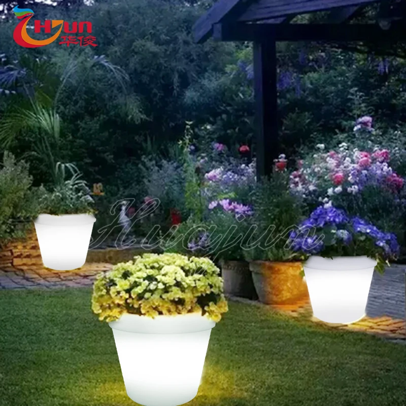 

Colorful plastic RGB garden light outdoor led flower pot pots planter, Color