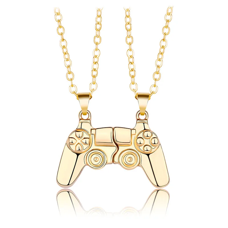 

magnetic game handle necklace golden plated big size pendant best friend matching necklace friendship sister necklace