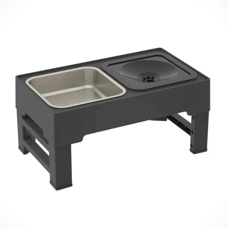 

Adjustable Pet Food Basin Stainless Steel Basin Dog Cat Bowl Water Feeder Folding Bowl Dog Accessories