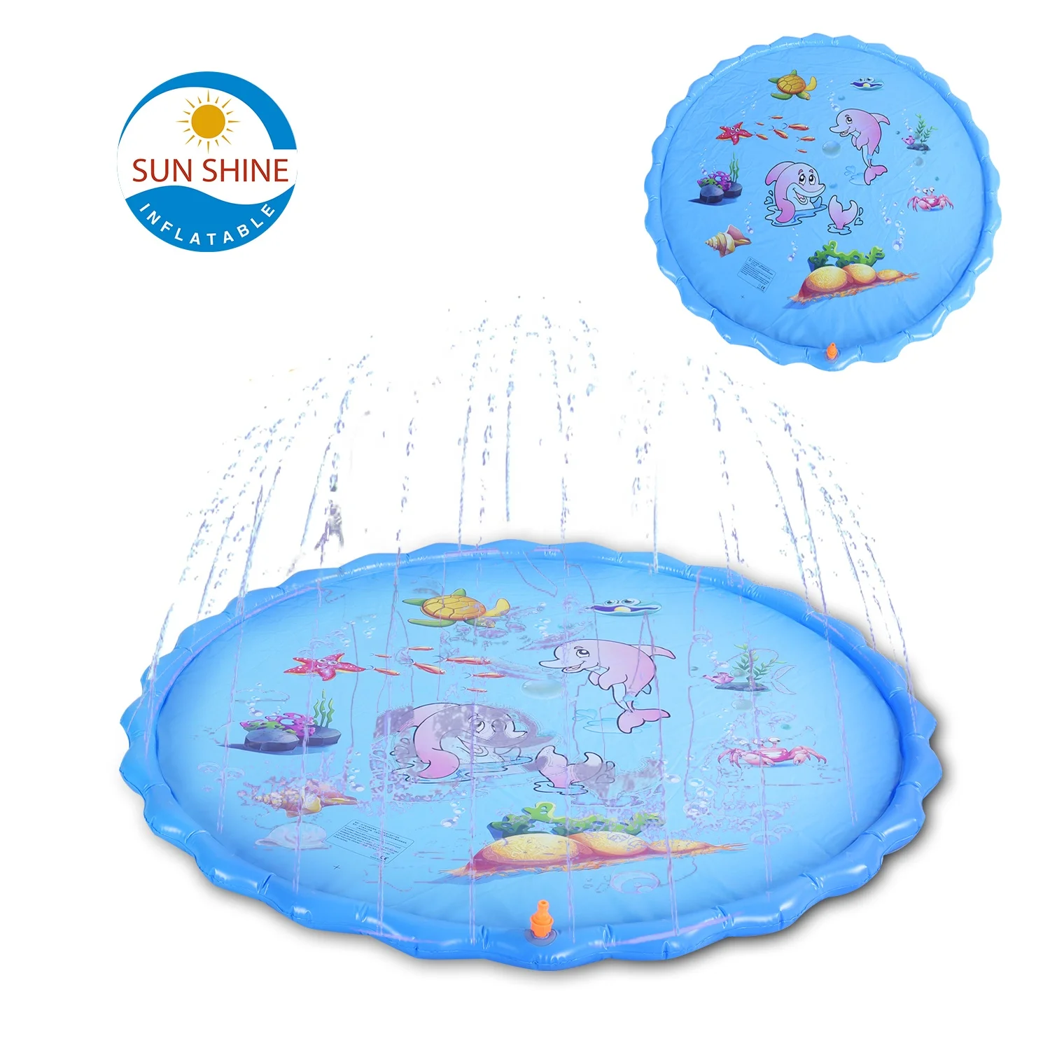

Sunshine Yard Games splash pad equipment kids splash pad 68" Inflatable Water spray pad, Blue,or customized