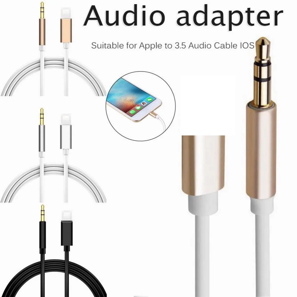 

2021 dropshipping 1M For Lightning to 3.5mm Audio jack Adapter Male AUX Headphone Cable Car Converter for iPhone 7 8 XR XS 1112