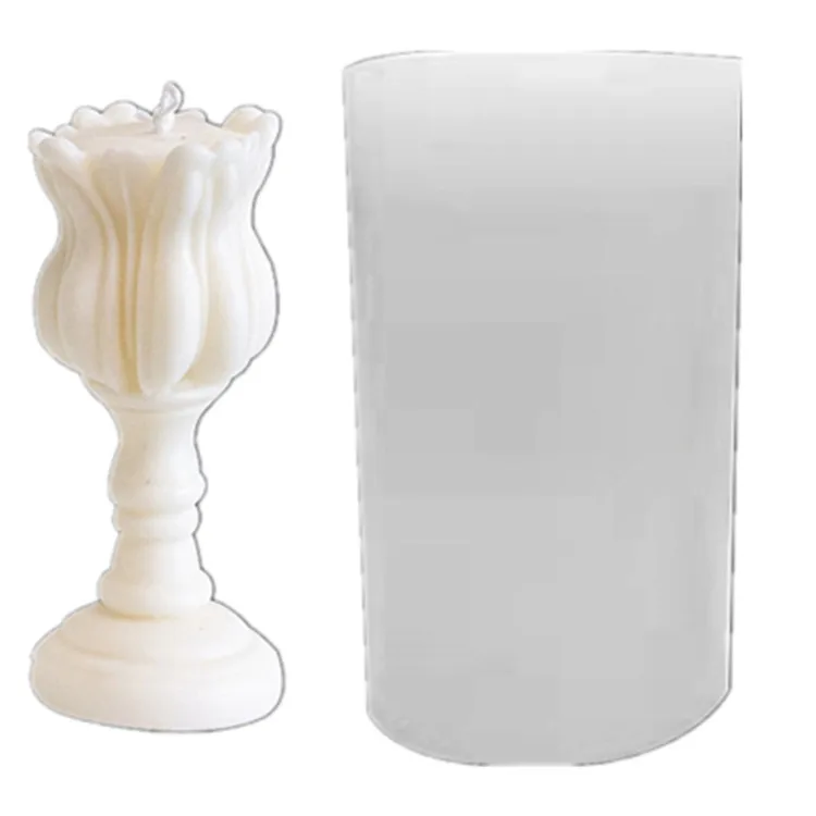 

1524 Tulip lucky flower scented candle mold diy candlestick ornament silicone mold, White transparent