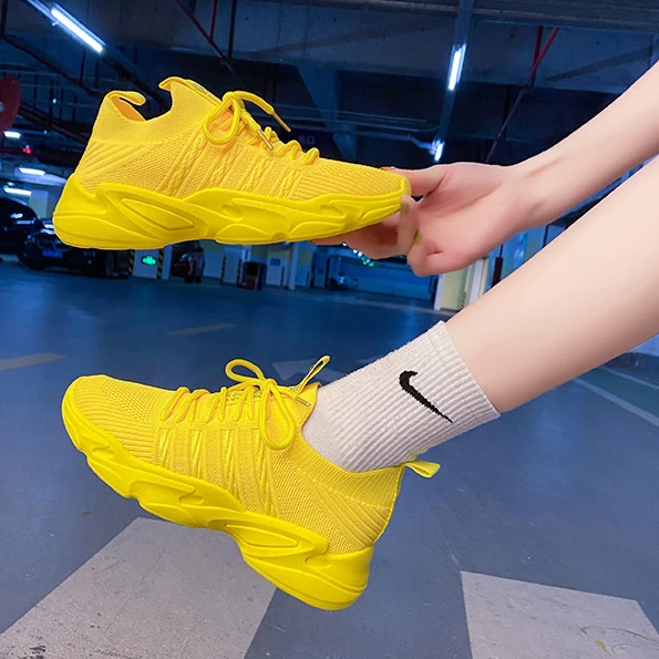 

Wholesale Casual Ladies Shoes Walking Comfort Summer Sports Women Sneakers, Black,white,yellow,pink