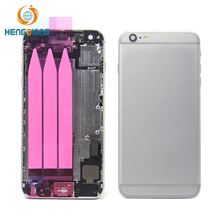 

H-A6P Rear Battery Door Cover Replacement For iPhone 6 Plus Black Housing Back Glass mother board Case, Black white dark grey(as pic)