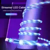 Magnetic USB Cable 1M LED Glow Flowing Micro USB Type C Mobile Phone Cables For Xiaomi mi9 Samsung Bright Charge Cord For iPhone