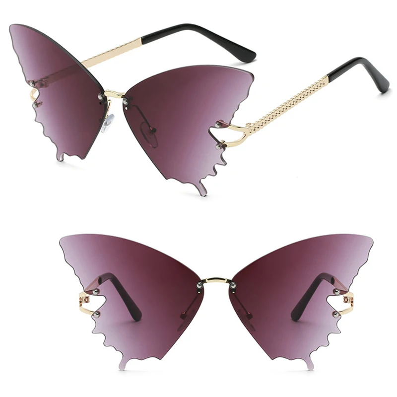 

2021 new personalized butterfly retro frameless gradual change sunglasses