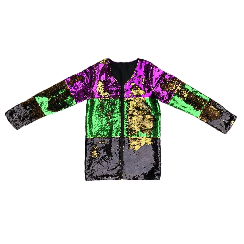 Fancy Mom And Me Cardigan Purple/green/gold Reversible Sequin Long ...