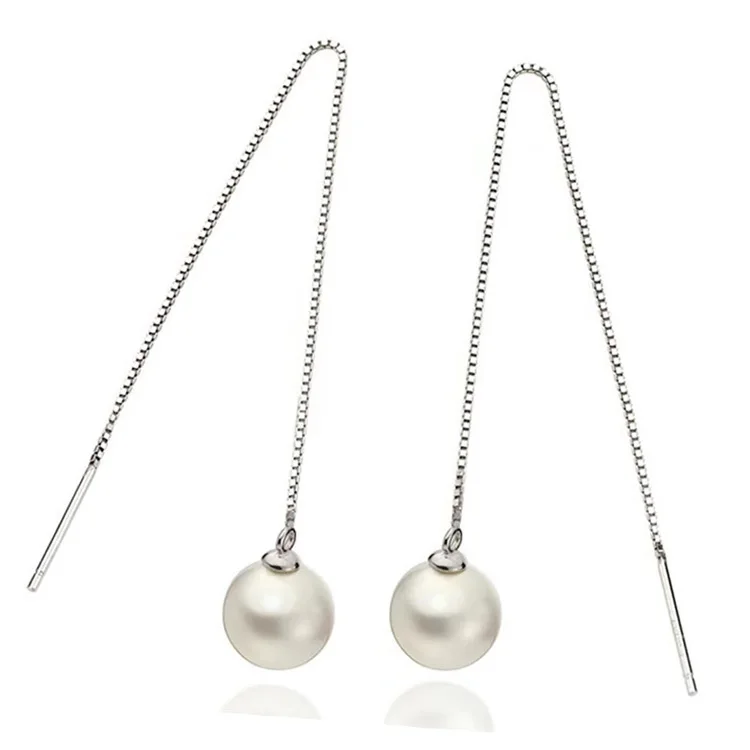 

2021 Long Chain threader 21524 Earrings 925 Sterling Silver Earring Fashion pearl earrings, Picture color