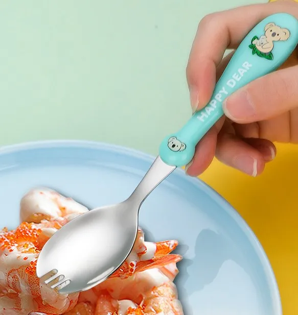 

CHINA OEM FACTORY creative children portable set cartoon spoon complementary fruit scraping mud salad spoon fork baby tableware