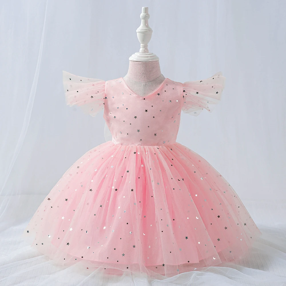 

Girl Party Frock Kids Mini Summer Wear Bling Kids Mesh Dress L1945XZ