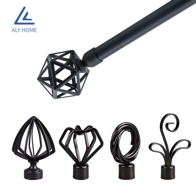 Black Color Curtain Rod Finials New Design Decorative Modern Curtain