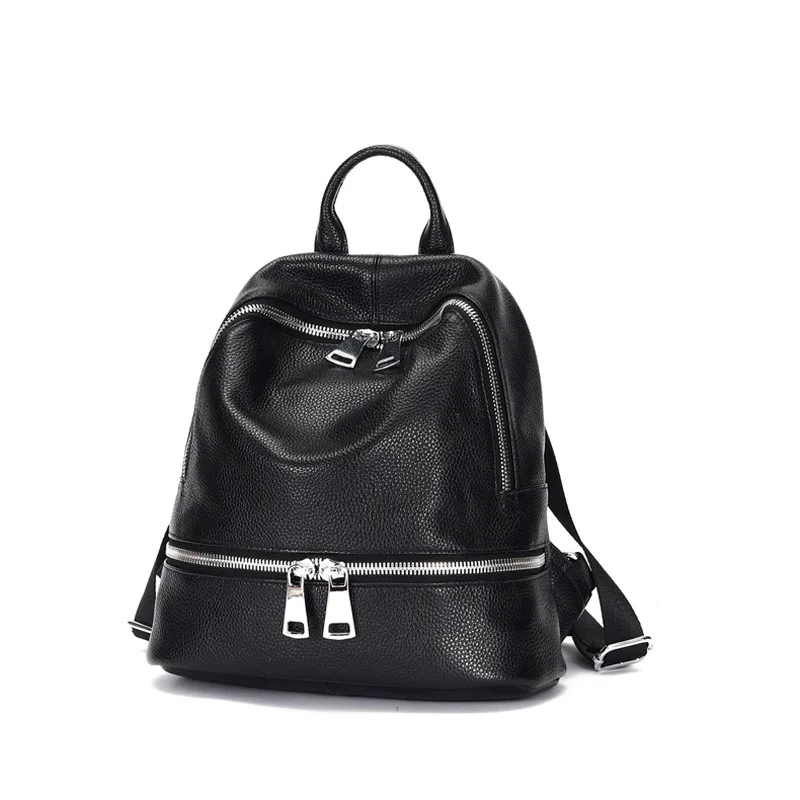 

Westel 2021 new style cowhide backpack women waterproof backpack new arrival leather bags fashion girls student backpacks, Black