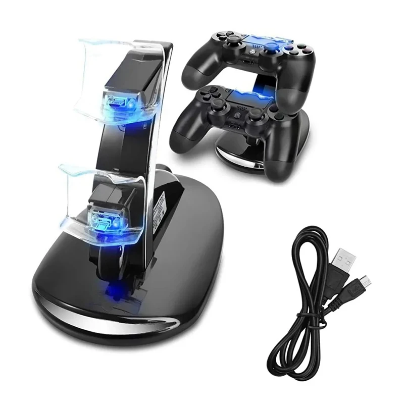 

Dual Controller Stand PS4 Charging Charger Station Dock with USB Cable for PS4 Slim PRO Controller, Black