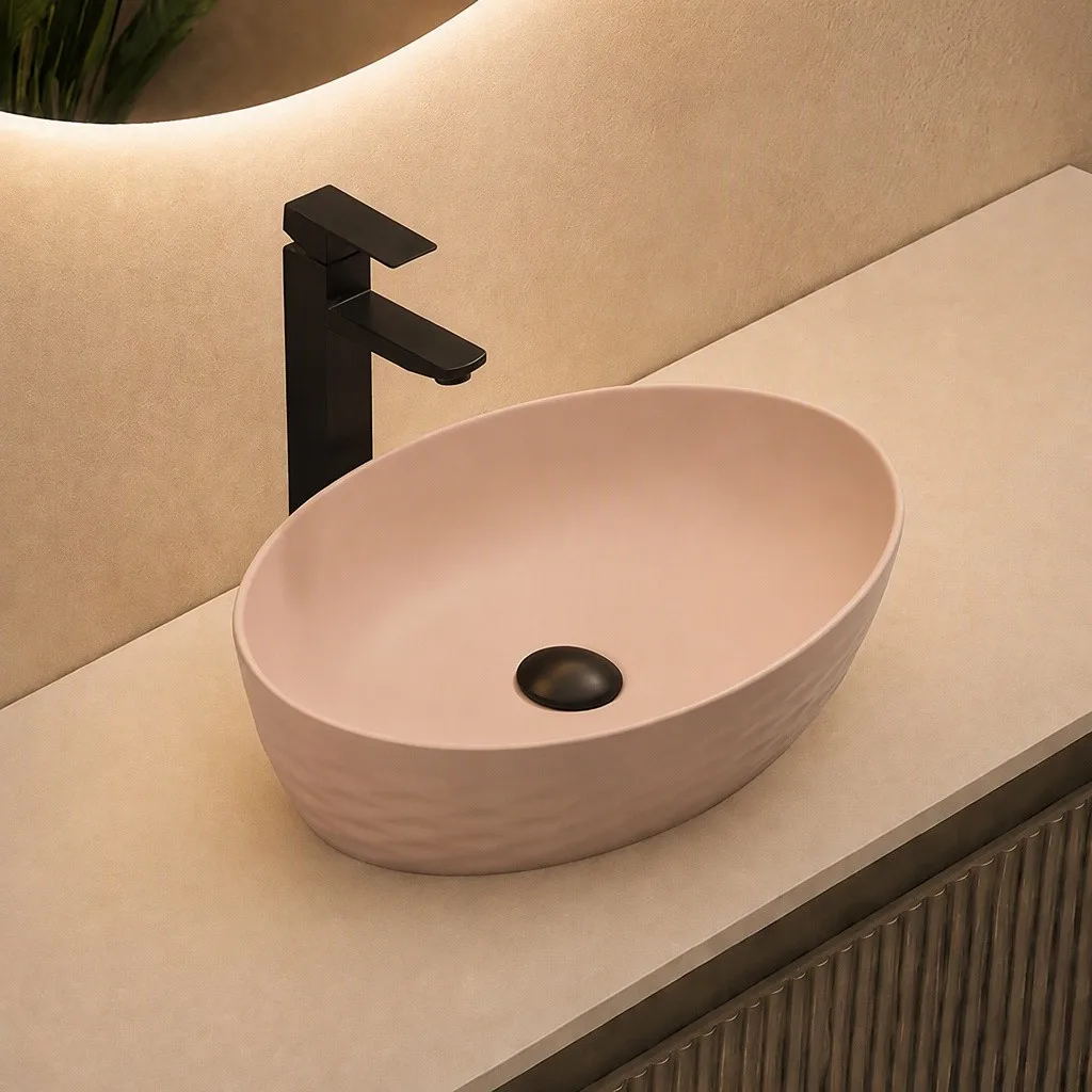 cream-colored-bathroom-sinks-9882-MT-036-oval-countertop-basin-woven-rhombus-relief-matte-black-mixer cream-colored-bathroom-sinks-9882-MT-036-oval-countertop-basin-woven-rhombus-relief-matte-black-mixer
