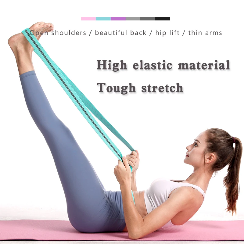 

Wholesale price exercise stretch resistance long band workout fabric long resistance bands for yoga, Black, grey, pink, orange,purple