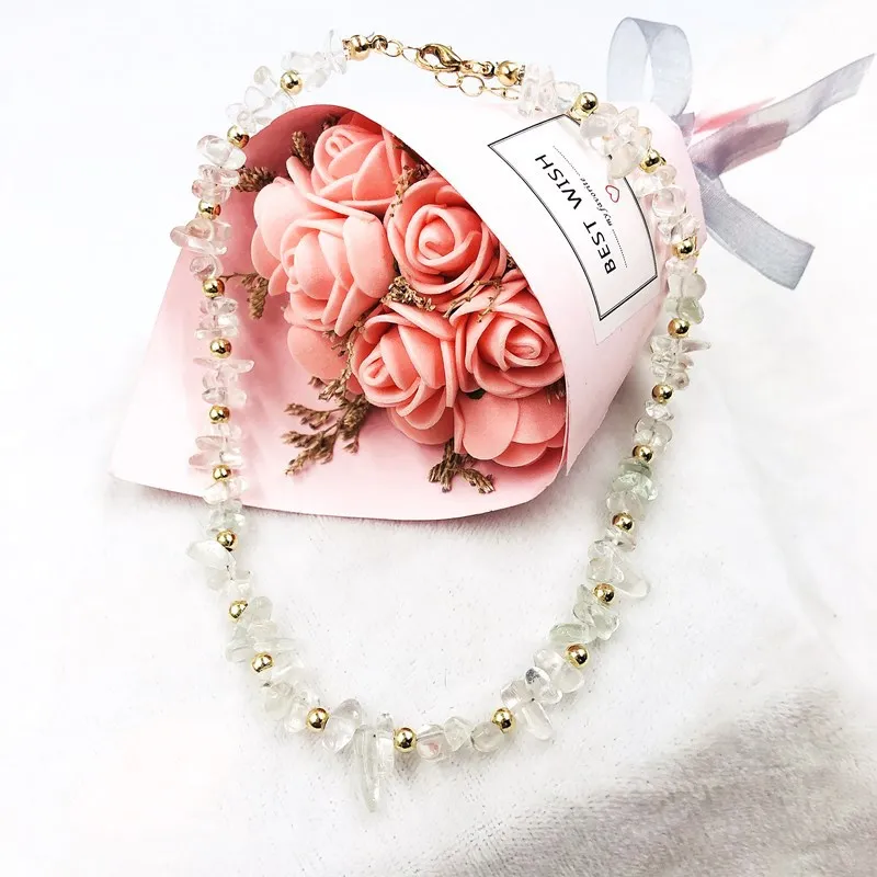 

Wholesale Fashion Stone Crystal Necklace Gravel Necklace For Women