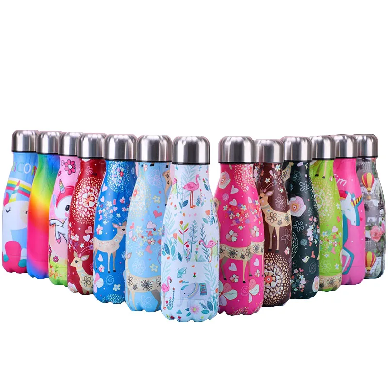 

Feiyou custom 350ml bpa free student double walled vacuum insulated stainless steel bottle kids unicorn cola shaped water bottle, As picture