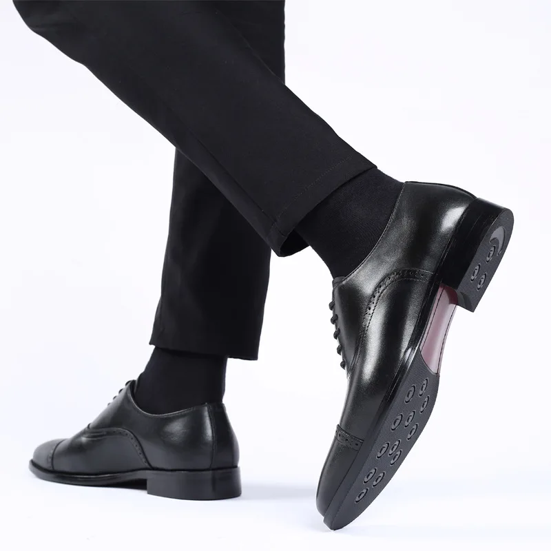 

Outdoors customized PU Lace Up Dress shoes mens, Black/brown
