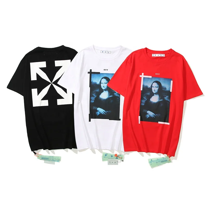 

Factory wholesale high quality OFF men's print monalisa men's oversize cotton WHITES T-shirt