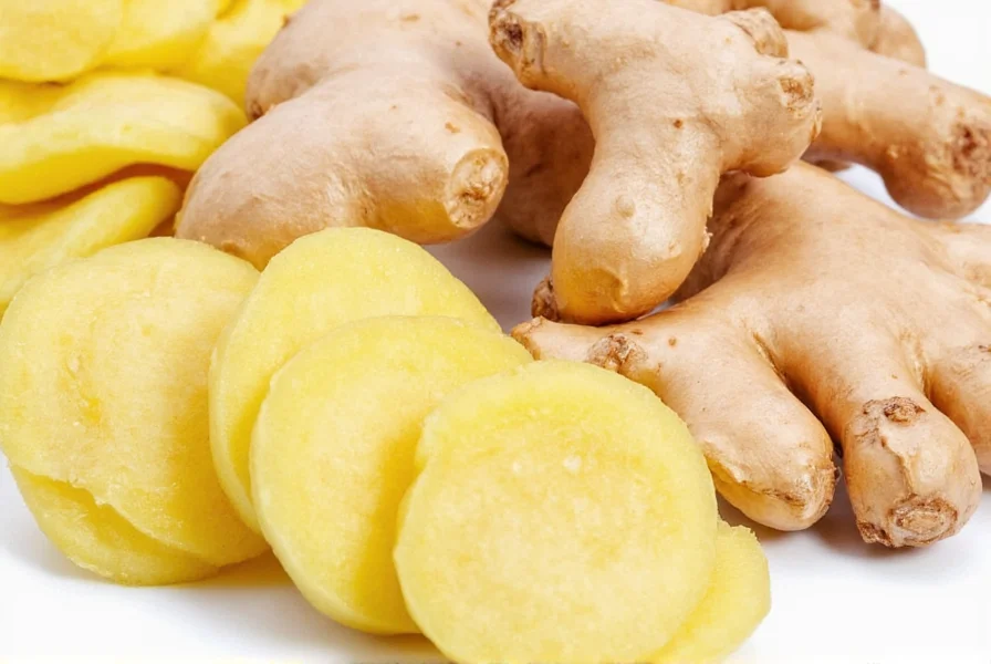 Various ways to prepare raw ginger including grating, slicing, and adding to tea