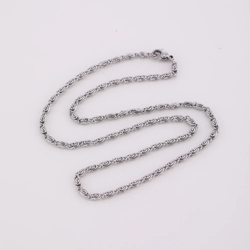 

Newest Designs Clip Shape Stainless Steel Chain White Gold Plated for Necklace Making DIY Jewelry