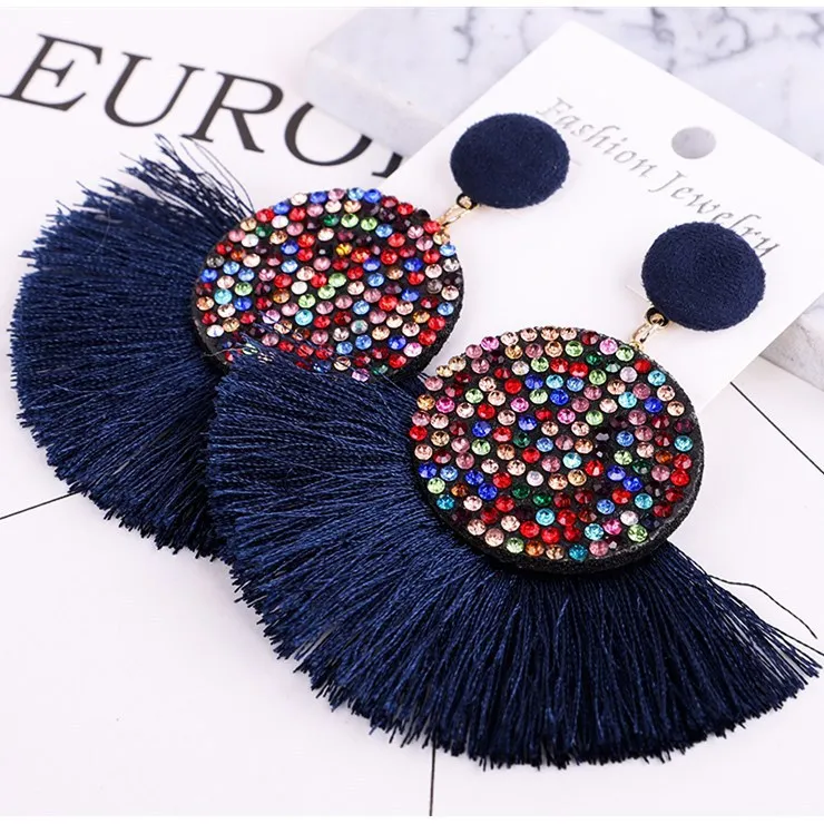 

Vriua Fashion Jewelry Trendy Cotton Rope Fringe Long Dangle Tassel Earrings For Women