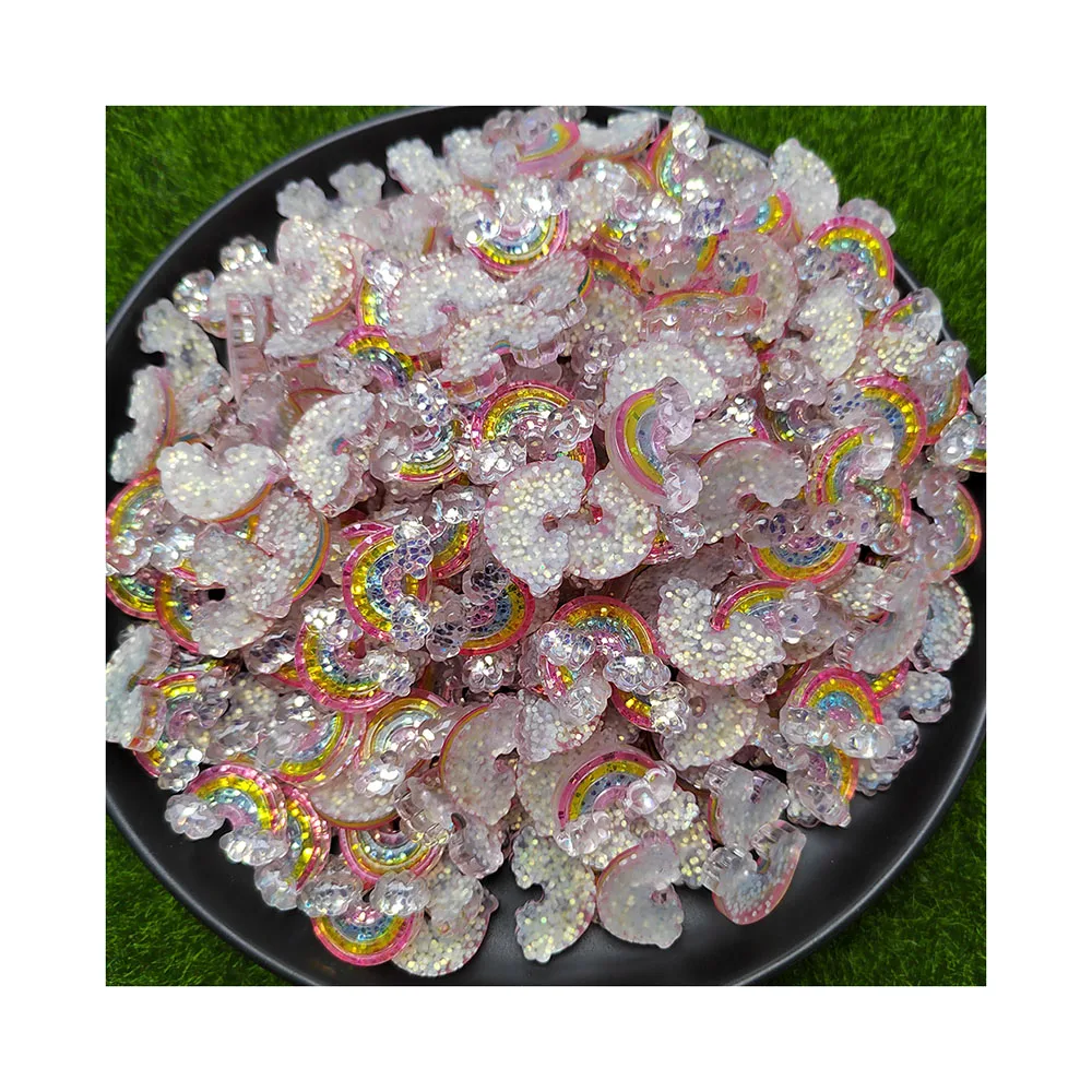 

Glitter Colorful Resin Sea Shell Butterfly Rainbow Flatback Figurines Scrapbook DIY Hair Accessories Decor