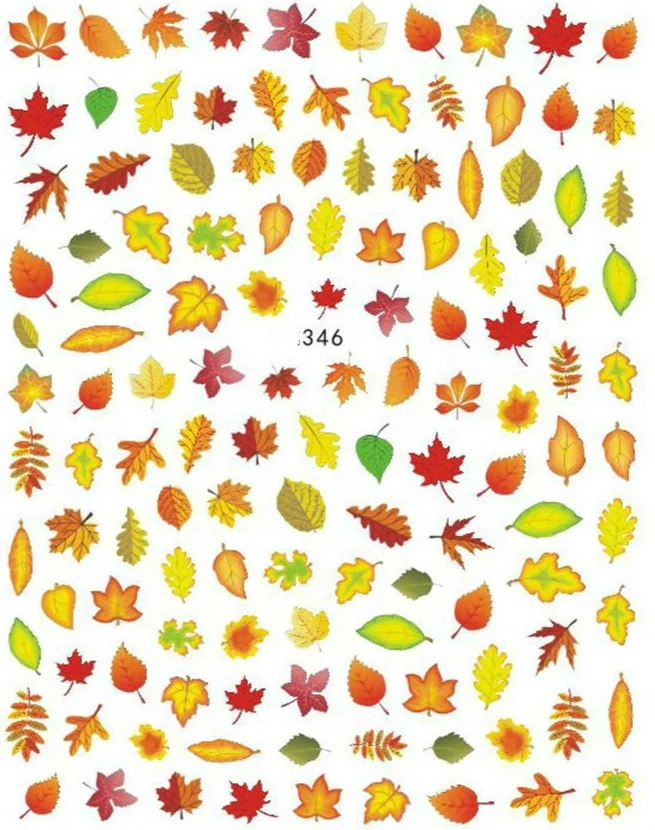

2020 Autumn maple leaf cute sticker Halloween manicure nail decals, Colorful
