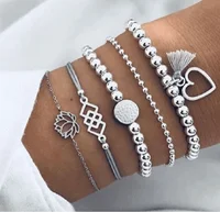 

Fast delivery Hand jewelry round pentagram star moon hand rope fashion bracelet five-piece suit