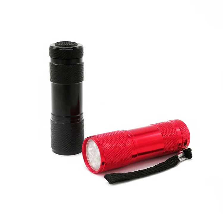 
395nm9 LED UV light Aluminum alloy LED keychain flashlight customized Logo mini torch for advertising souvenir present 