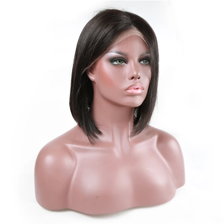 

8 10 12 14 inch Brazilian Hair Lace Front Wig Short Bob Straight Hair Wig With Middle part, Natural color