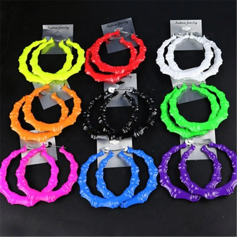 

New Punk Big Hoop Earrings Pendiente Large Neon Color Earrings For Women, 13 colors