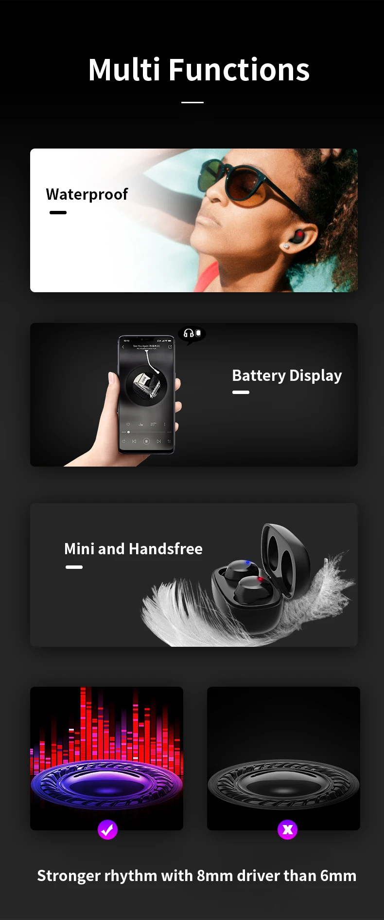 New TWS M7 private patent design BT5.0 Handsfree Sports Mini Earphone full in ear clear sound true wireless Earbuds