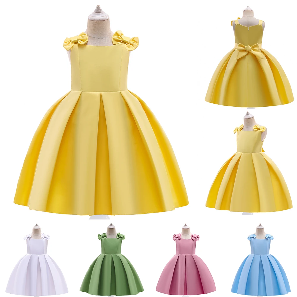 

MQATZ In Stock 2021 Children Princess Dress 3-10 Years Girl Costume Kids Birthday Party Dresses Cotton Ball Gown, Yellow,blue,green,white,pink