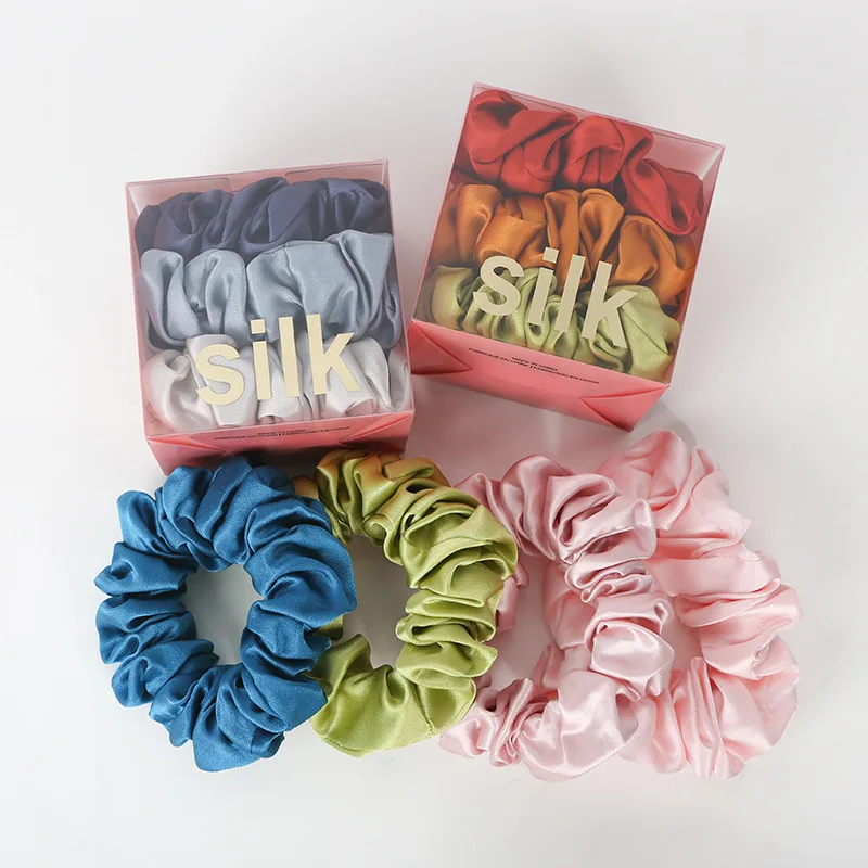 

Women custom Silk Satin Softer Than Silk Scrunchies Accessories Satin Soft solid satin silk elastic hair bands